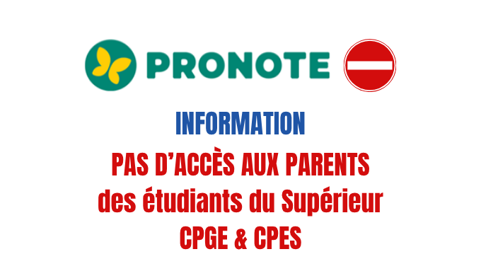 Pronote → pas d'accès aux parents du postbac
